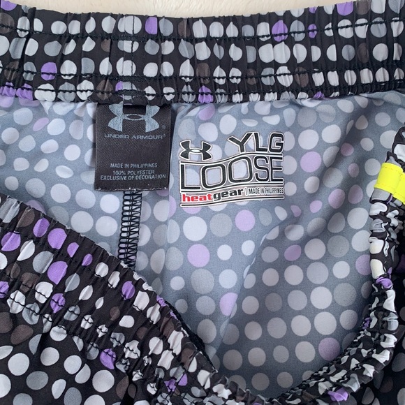 Under Armour YLG Loose Heat Gear Shorts Polkadot & Bright Yellow EUC - Picture 4 of 8